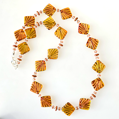 Peachy/apricot diafan necklace