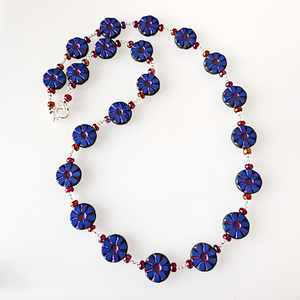Cobalt/red wheel Necklace