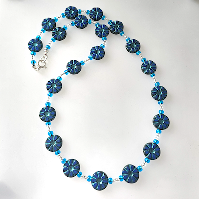 Cobalt/turquoise wheel necklace