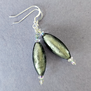 Grey Murano torpedo hook earrings