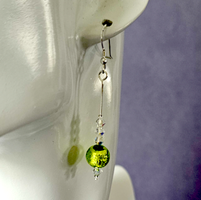 Citrus green Murano glass hook earrings