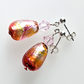 Peach teardrop Murano post earrings
