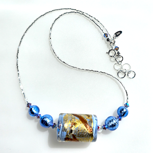 Pale blue Murano drum necklace