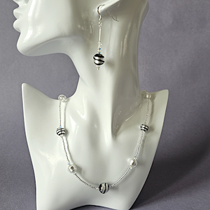 Silver/black swirl Murano necklace