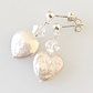 Freshwater pearl hearts & crystal post earrings