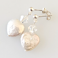 Freshwater pearl hearts & crystal post earrings