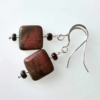 Jasper squares hook earrings