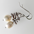 White rice & grey Biwa pearl hook earrings