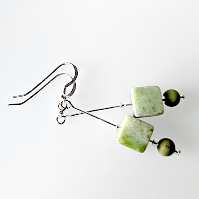 Agate cube, soft green cube earrings