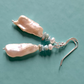 Freshwater 'stick' pearls & larimar hook earrings