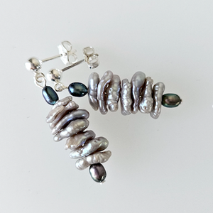 Biwa freshwater pearls, post earrings