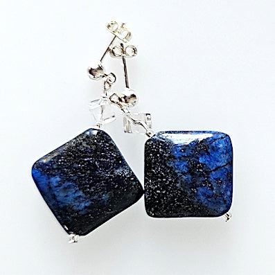 Lapis lazuli & rock crystal post earrings