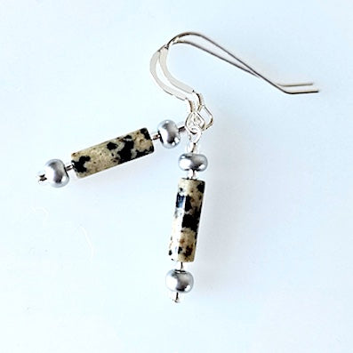 Fine stone tube hook earrings