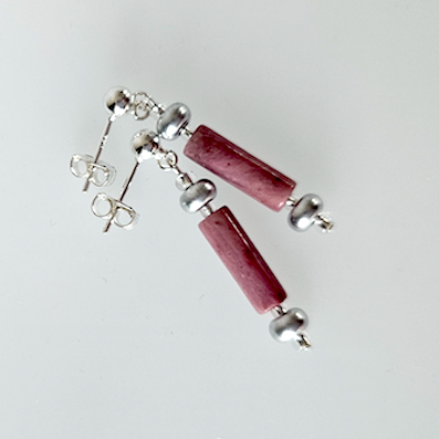 Fine stone tube post earrings
