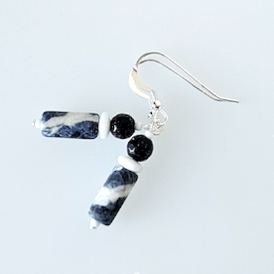 Sodalite & blue goldstone hook earrings