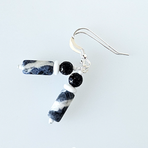Sodalite & blue goldstone hook earrings