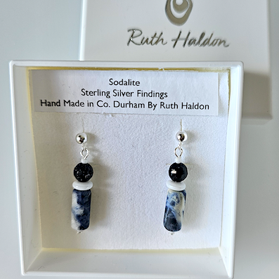 Sodalite & blue goldstone post earrings