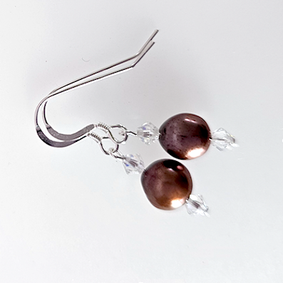 Brown freshwater pearl hook earrings