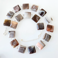 Botswana agate squares & rock crystal necklace