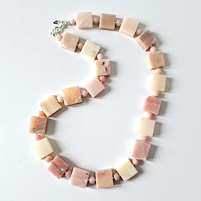 Pink opal squares necklace