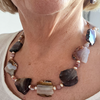 Moroccan seam agate & pearl necklace