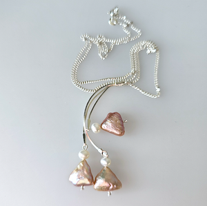 Peach freshwater pearl (triangles) pendant necklace