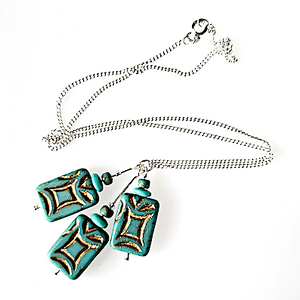 Rustic turquoise rectangle pendant
