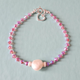 Pink European crystal & pearl bracelet