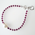 Hot pink European bracelet with pearl