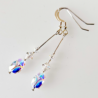 Crystal AB scarab hook earrings