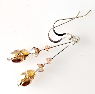 Golden crystal scarab hook earrings