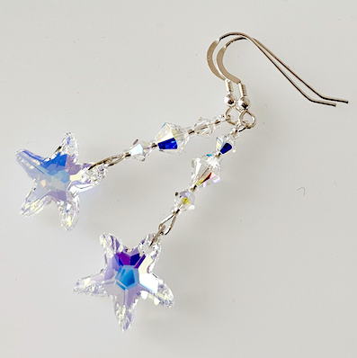 Crystal AB starfish hook earrings