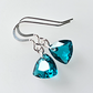 Teal soft triangle hook crystal earrings