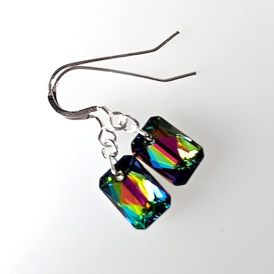 Vitrail medium rectangle crystal hook earrings