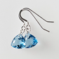 Aquamarine, soft triangle, crystal hook earrings