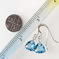 Aquamarine, soft triangle, crystal hook earrings