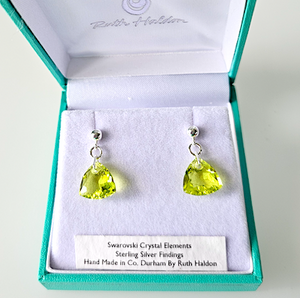 Citrus green soft triangle post earrings