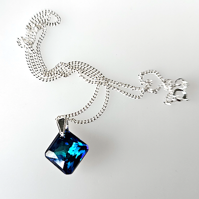 Bermuda Blue rhombus crystal pendant