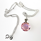 Pink, domed disc, crystal pendant