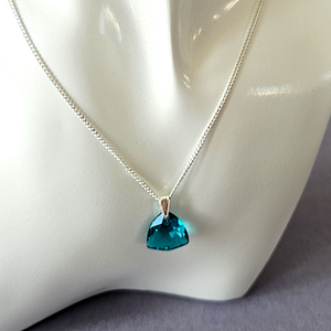 Teal soft triangle crystal pendant