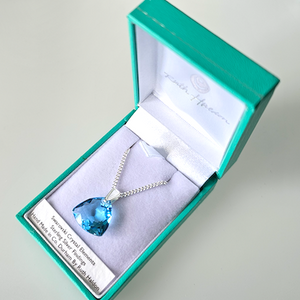 Aquamarine, soft triangle crystal pendant