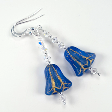 Blue bell hook earrings