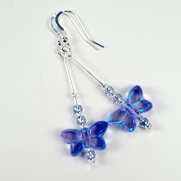 Lavender butterfly hook earrings