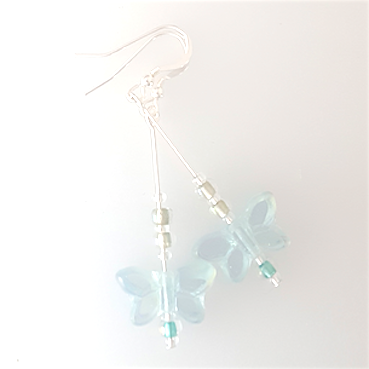 Ice blue butterfly hook earrings