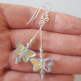 Ice blue butterfly hook earrings