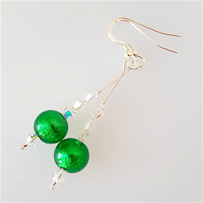 Bright green Murano hook earrings