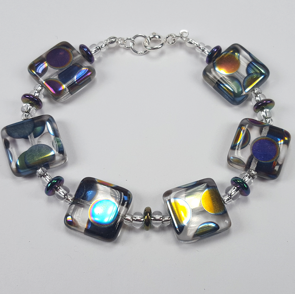 Clear square bead multi spot bracelet