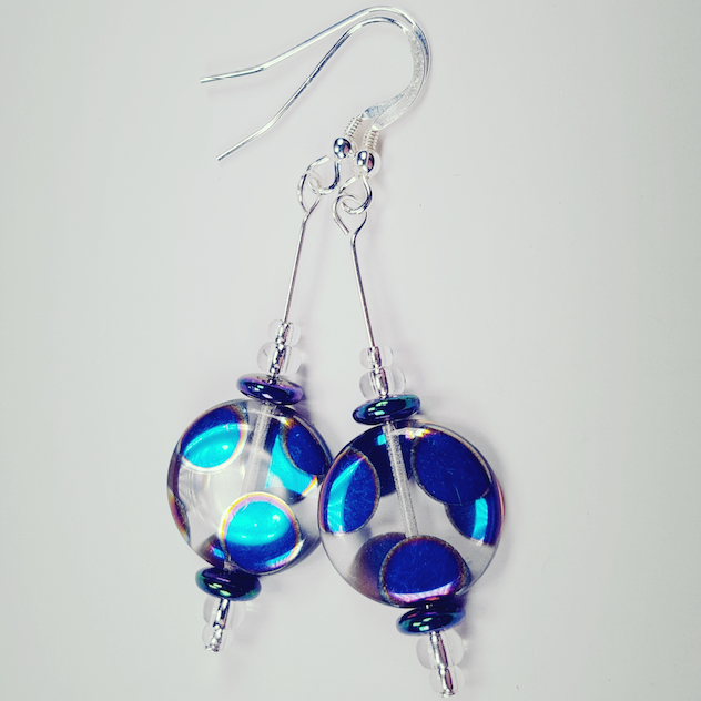 Clear disc spot hook earrings