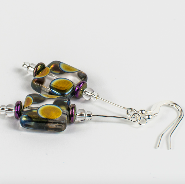 Clear square multi spot Hook Earrings