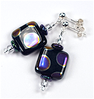 Black multi spot post earrings